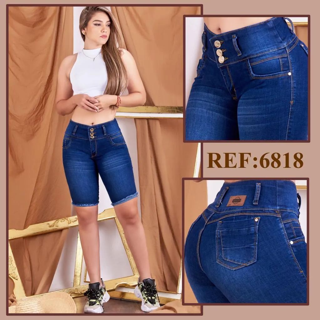 6818 Dark 100% Authentic Colombian Push Up Capri – Colombian Jeans Wholesale
