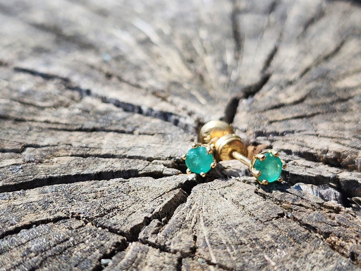 0.52 Carat Naturally Mined Untreated Colombian Emerald EARINGS in 18K Gold ICG - JDColFashion