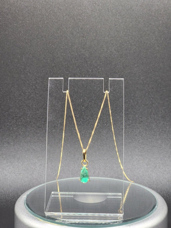 1 Carat Naturally Mined Untreated Colombian Emerald NECKLACE in 18K Gold ICG - JDColFashion