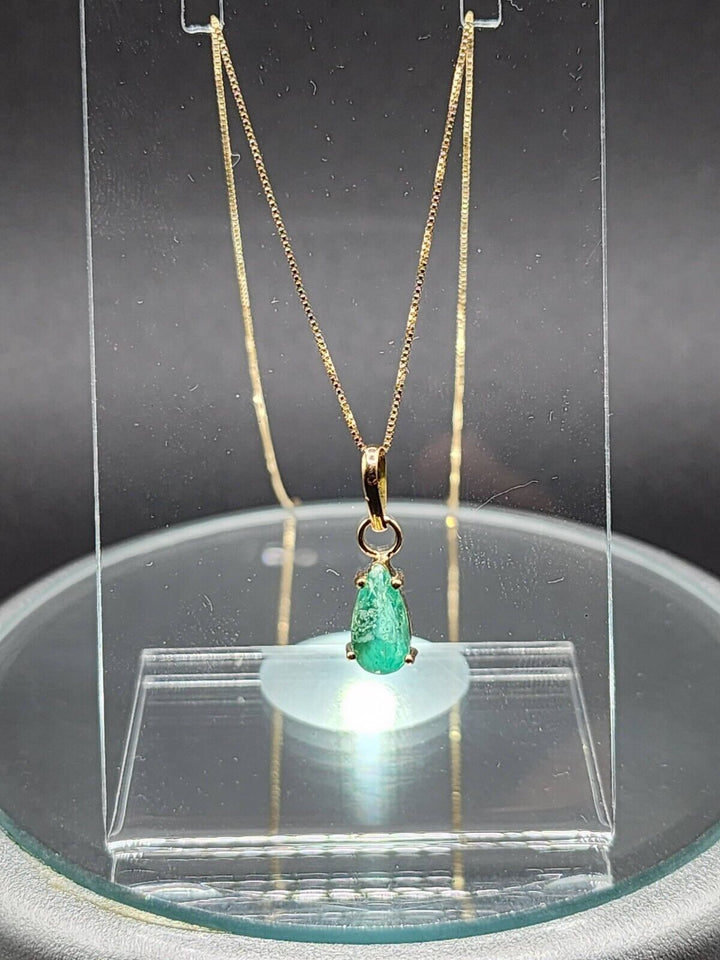 1 Carat Naturally Mined Untreated Colombian Emerald NECKLACE in 18K Gold ICG - JDColFashion