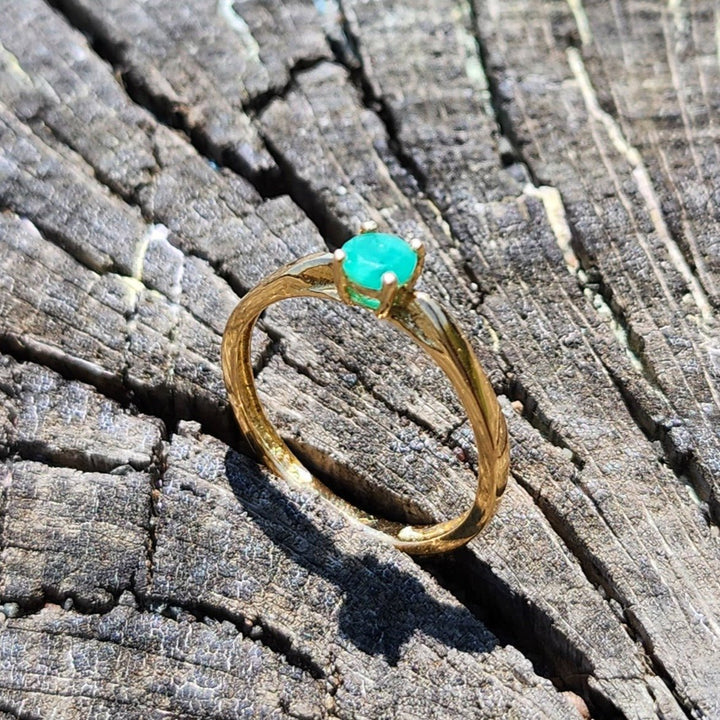 .26 Carat Naturally Mined Untreated Colombian Emerald Ring Size 7 in 18K Gold ICG - JDColFashion