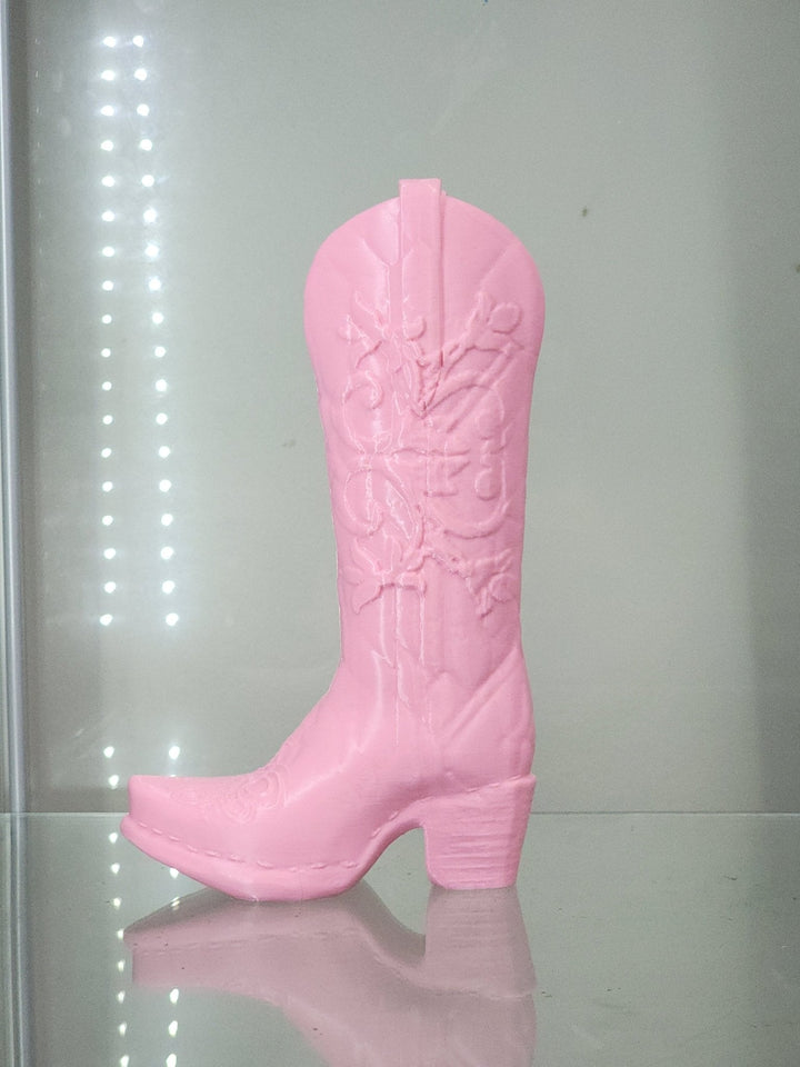 3D Printed Pink Cowboy Boot Brush Holder - Western Decor - JDColFashion