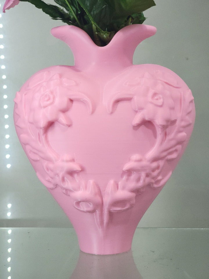 3D Printed Pink Heart Vase & Brush Holder - Floral Decor & Organizer - JDColFashion