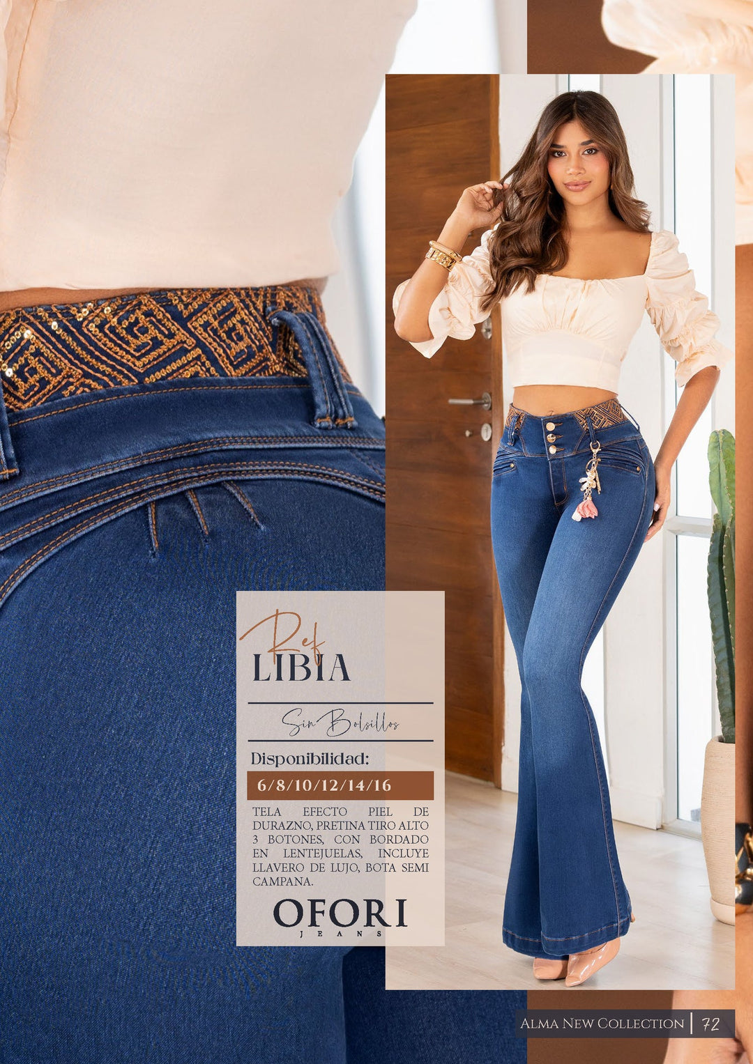 Libia 100% Authentic Colombian Push-Up Flare Jeans with Luxury Keychain