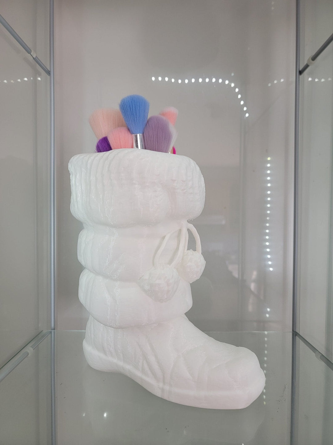 Adorable 3D - Printed Snow Boot Brush Holder with Pom - Poms - JDColFashion