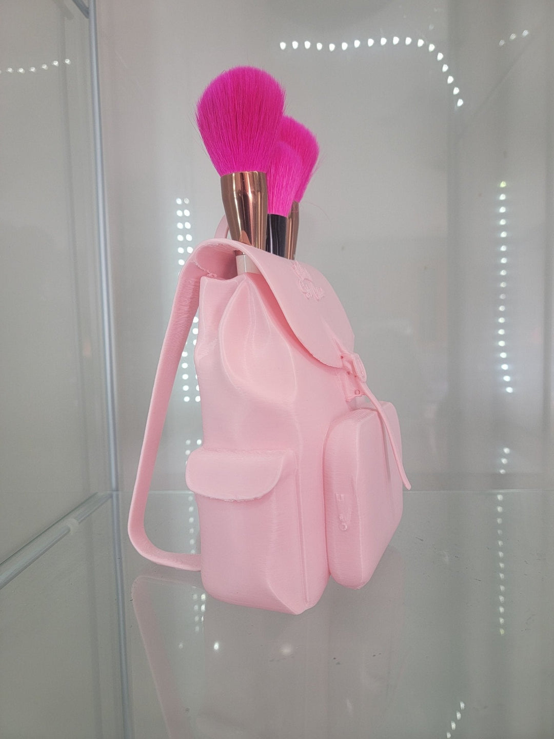 Adorable Pink Backpack Makeup Brush Holder - Stylish Organizer for Glam Lovers - JDColFashion