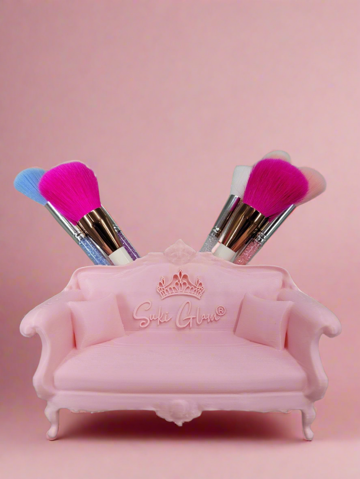 Luxurious Pink Sofa Makeup Brush Holder by Suki Glam®