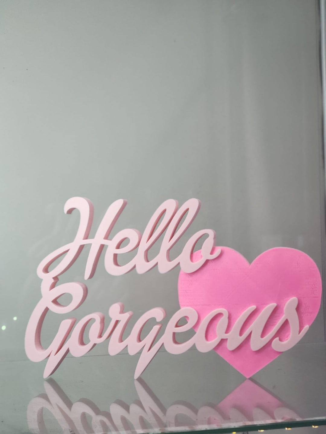 "Hello Gorgeous" 3D - Printed Pink Sign with Heart – Ideal for Vanity & Home Décor - JDColFashion