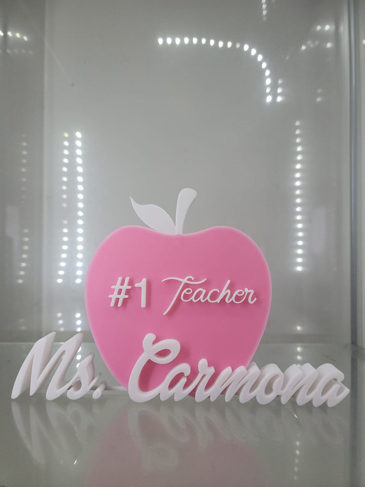 Personalized #1 Teacher 3D - Printed Apple Sign - JDColFashion