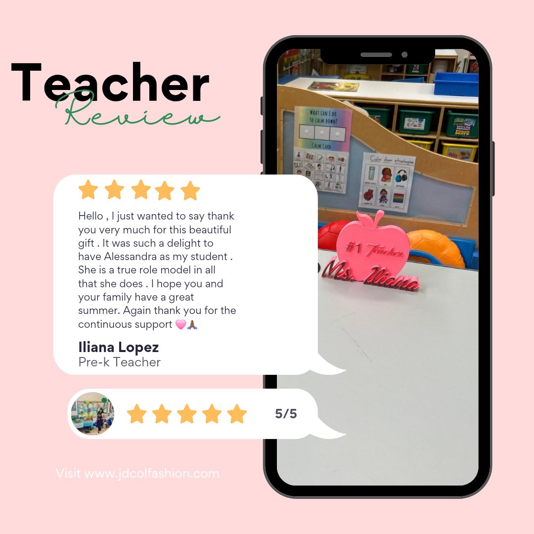 Personalized #1 Teacher 3D - Printed Apple Sign - JDColFashion