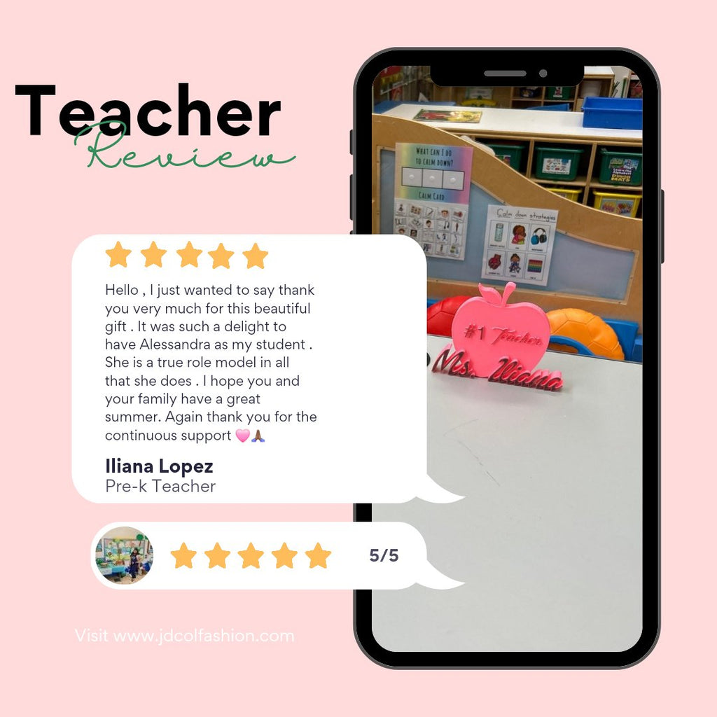 Personalized #1 Teacher 3D - Printed Apple Sign - JDColFashion