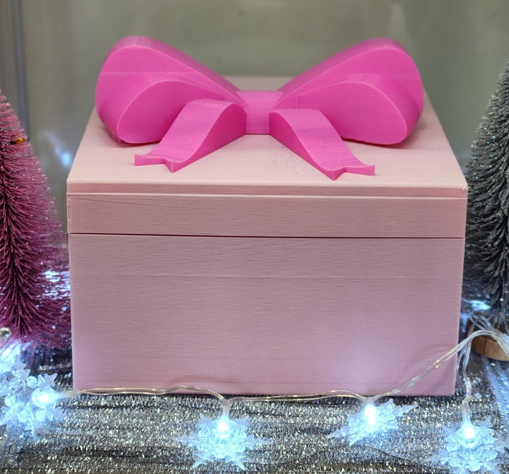 Pink 3D - Printed Bow Gift Box - Elegant Storage for Vanity and Home Décor - JDColFashion