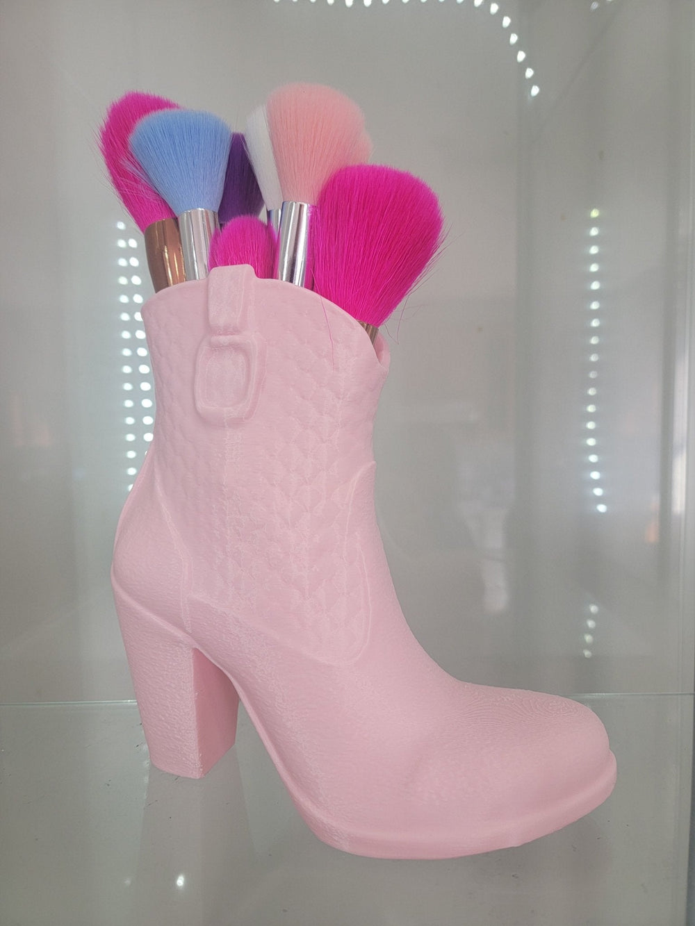 Pink Boot Makeup Brush Holder - Glamorous 3D - Printed Vanity Organizer - JDColFashion