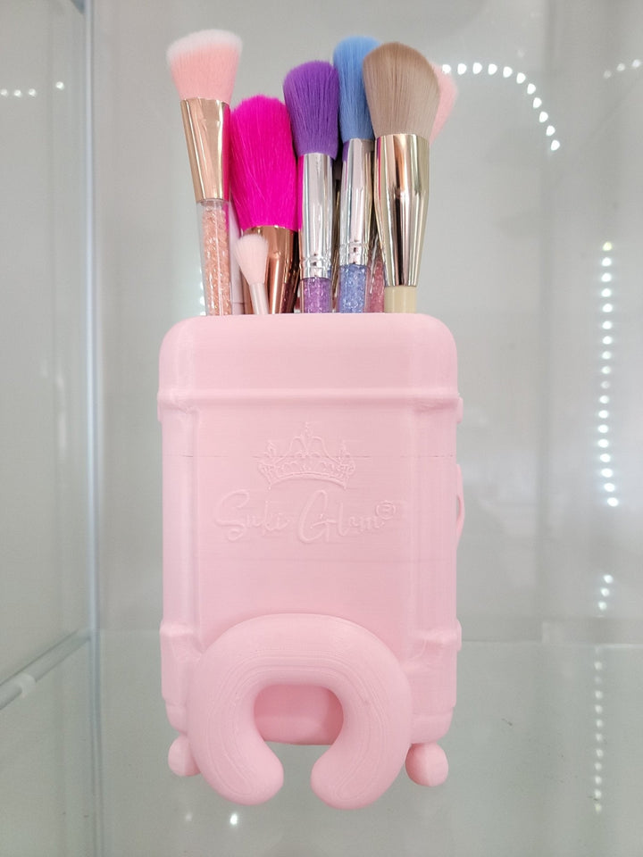 Pink Luggage Vanity & Home Decor Makeup Organizer and Brush Holder - JDColFashion