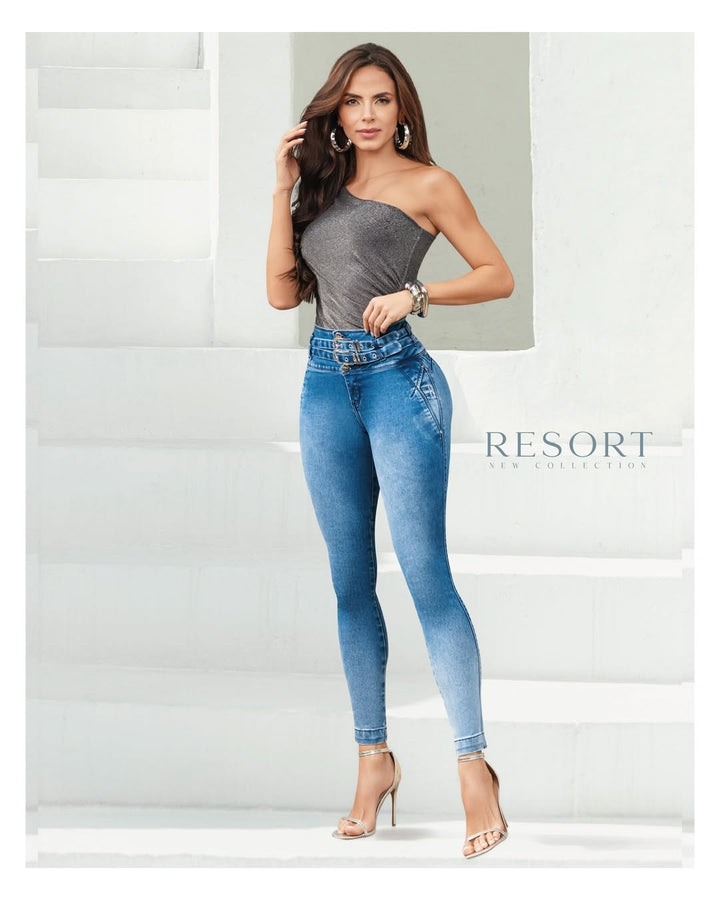 Prana 100% Authentic Colombian Push-Up Skinny Jeans with Double Buckle Waistband