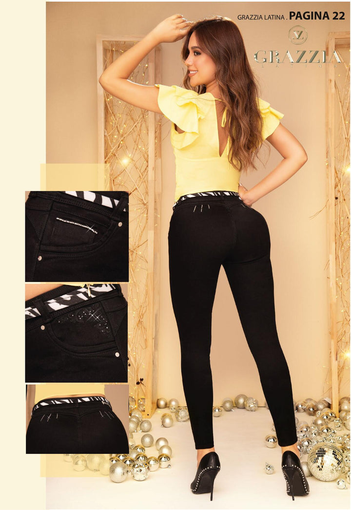 GR390 Black 100% Authentic Colombian Push Up Jeans by Grazzia Jeans - JDColFashion